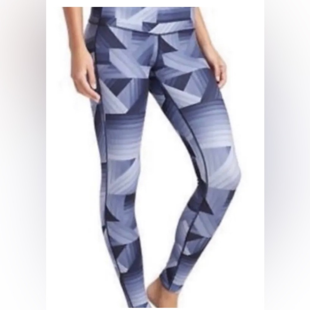 Athleta Frost Chaturanga Leggings Blue Geo Print‎ Size Large